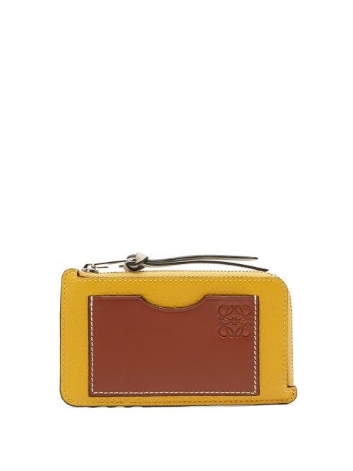 Matchesfashion.com Loewe - Anagram-logo Zipped Leather Cardholder - Womens - Yellow Multi