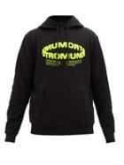 Matchesfashion.com Marcelo Burlon - Hooded Flocked-logo Cotton-jersey Sweatshirt - Mens - Black Yellow
