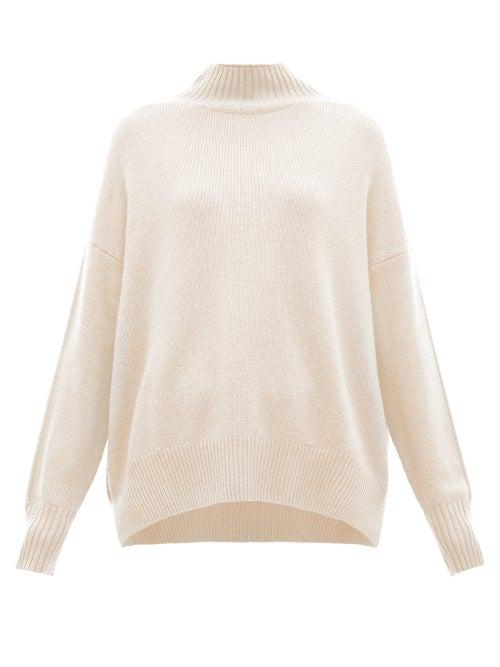 Matchesfashion.com Allude - Oversized High Neck Cashmere Sweater - Womens - Light Pink
