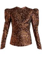 Matchesfashion.com Isabel Marant - Sean Puff Shoulder Jacquard Lurex Top - Womens - Brown Multi