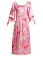 Shrimps Matteo Smocked Silk-satin Dress