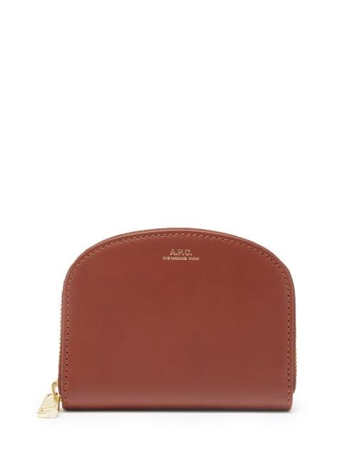 Ladies Accessories A.p.c. - Half Moon Zip-around Leather Wallet - Womens - Tan