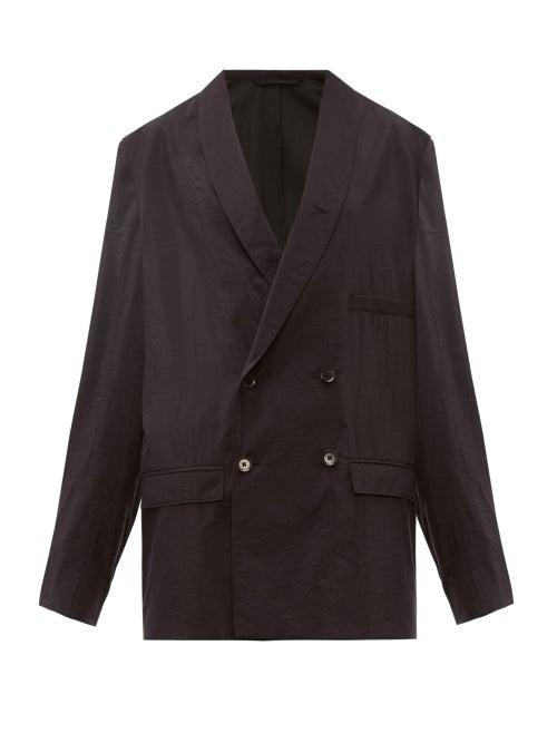 Matchesfashion.com Lemaire - Oversized Double Breasted Silk Blend Blazer - Womens - Black