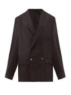 Matchesfashion.com Lemaire - Oversized Double Breasted Silk Blend Blazer - Womens - Black