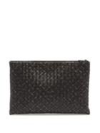 Matchesfashion.com Bottega Veneta - Splatter Print Intrecciato Leather Pouch - Mens - Black Multi