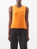 Ganni - Logo Sequinned Knitted Vest - Womens - Orange