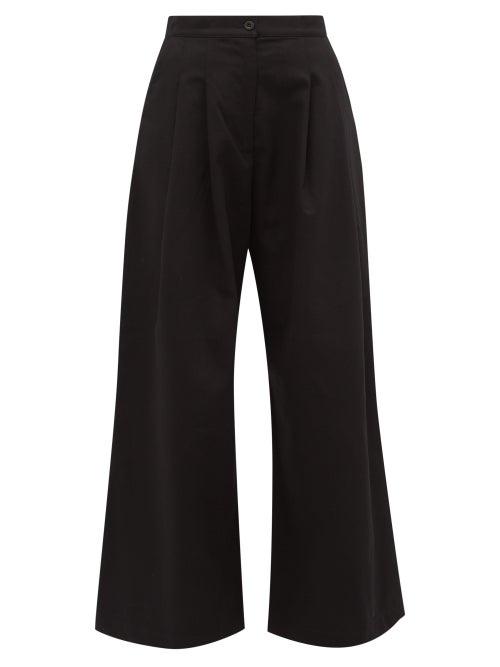 Matchesfashion.com Katharine Hamnett London - Ella Organic Cotton Wide Leg Trousers - Womens - Black