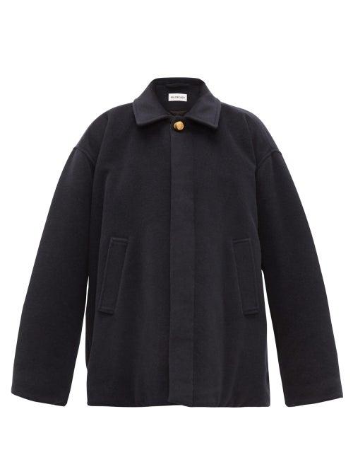 Matchesfashion.com Balenciaga - Brushed Camel Hair Blend Coat - Womens - Navy