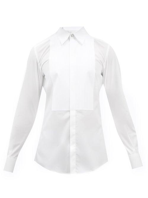 Dolce & Gabbana - Pleated Bib-front Cotton Tuxedo Shirt - Mens - White