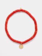 Sydney Evan - Evil Eye Diamond, Coral & 14kt Gold Bracelet - Mens - Red