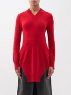 Alexander Mcqueen - Side-slit Cashmere Mini Dress - Womens - Red