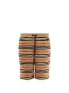 Matchesfashion.com Burberry - Holwell Icon Striped Fleece Basketball Shorts - Mens - Beige
