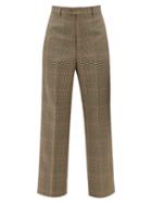 Matchesfashion.com Maison Margiela - High-rise Pleated Checked Cropped Twill Trousers - Womens - Green Multi