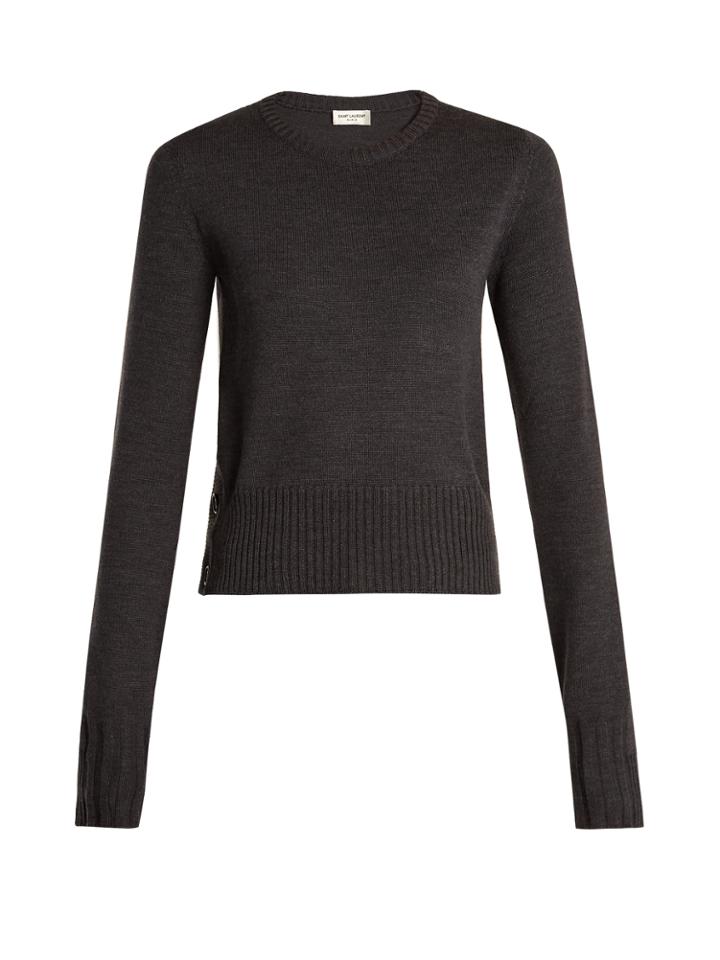 Saint Laurent Button-detail Wool Sweater