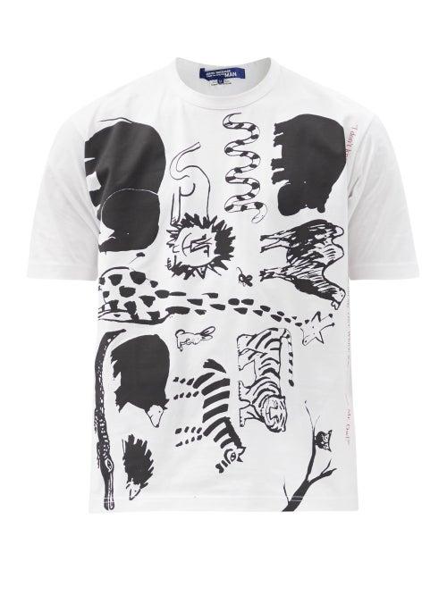 Matchesfashion.com Junya Watanabe - Animal-print Cotton-jersey T-shirt - Mens - White