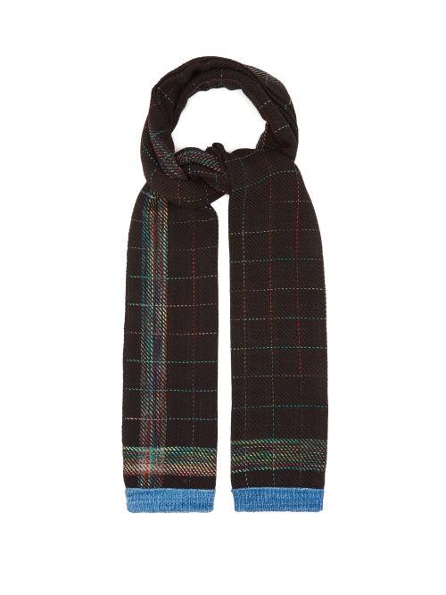 Matchesfashion.com Wehve - Alexa Checked Merino Wool Scarf - Womens - Black