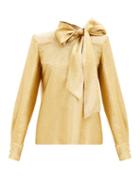 Matchesfashion.com Franoise - Pussy-bow Lam Blouse - Womens - Gold