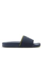 Matchesfashion.com Brunello Cucinelli - Logo Print Rubber Slides - Mens - Navy Multi