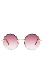 Matchesfashion.com Chlo - Rosie Round Frame Sunglasses - Womens - Purple