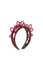 Matchesfashion.com Simone Rocha - Double Wiggle Crystal Embellished Headband - Womens - Burgundy