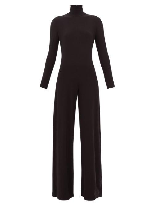 Matchesfashion.com Norma Kamali - High Neck Jersey Wide Leg Jumpsuit - Womens - Black