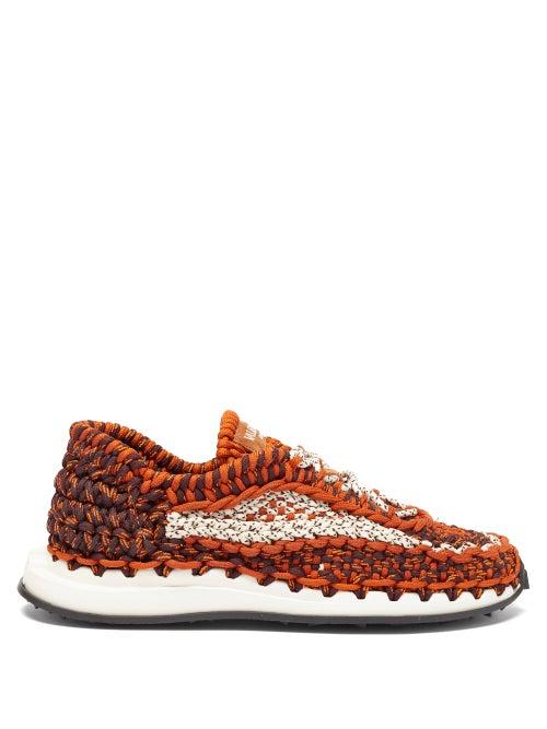 Matchesfashion.com Valentino Garavani - Crochet Woven-cord Trainers - Mens - Orange White