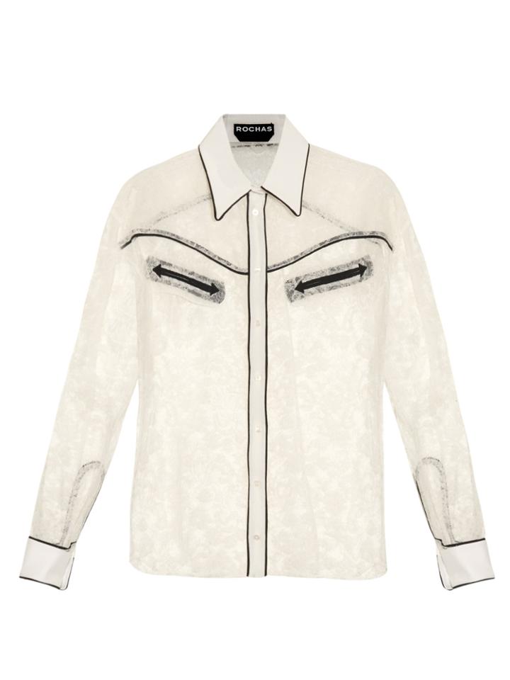 Rochas Contrast-trimmed Lace Shirt