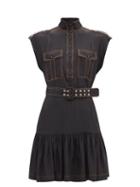 Matchesfashion.com Zimmermann - Topstitched Utility Twill Mini Dress - Womens - Black
