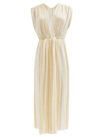 Zeus + Dione - Ismene Shoulder-cutout Silk-blend Dress - Womens - Light Gold