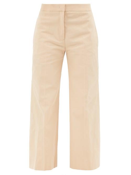 Jil Sander - Cotton-twill Kick-flare Trousers - Womens - Beige
