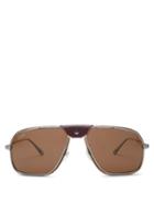 Matchesfashion.com Cartier Eyewear - Santos De Cartier Aviator Metal Sunglasses - Mens - Brown