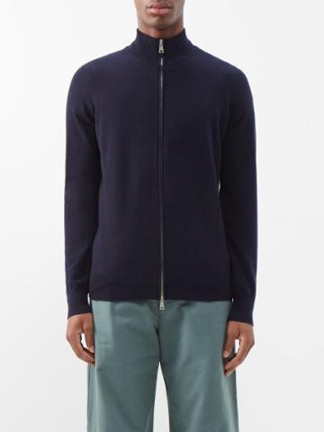 Ghiaia Cashmere - Cashmere Zip-front Cardigan - Mens - Navy