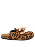 Jw Anderson - Chain Leopard Calf-hair Slides - Womens - Leopard