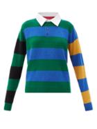 Matchesfashion.com The Elder Statesman - Striped Cashmere Rugby Sweater - Womens - Green Multi