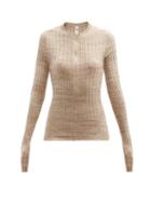 Matchesfashion.com Petar Petrov - Nelia Ribbed Silk Sweater - Womens - Beige