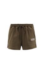 Ladies Rtw Ganni - Software Organic Cotton-blend Track Shorts - Womens - Khaki