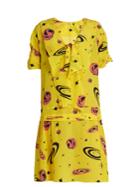 Miu Miu V-neck Planet-print Crepe De Chine Dress