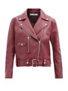 Acne Studios - New Merlyn Oversized Leather Biker Jacket - Womens - Burgundy