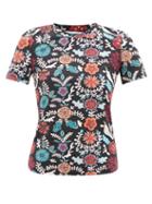 Ladies Activewear La Doublej - Fire Flower-print Performance-jersey T-shirt - Womens - Navy Print