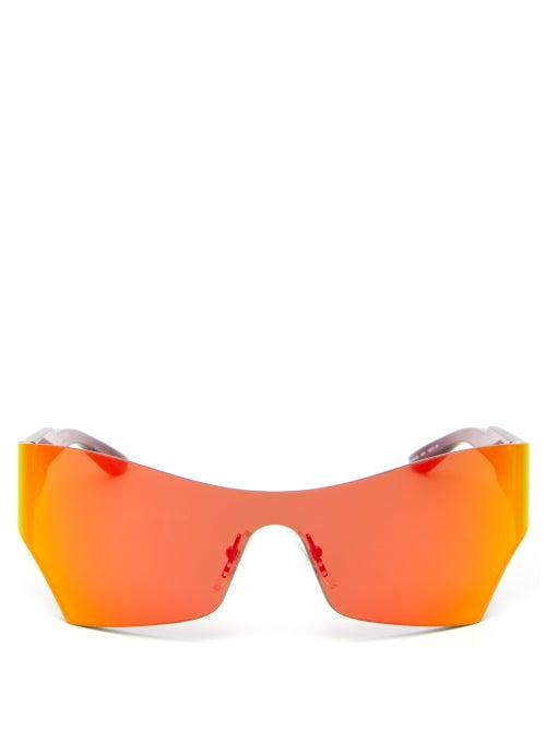 Matchesfashion.com Balenciaga - Reflective Rectangular Acetate Sunglasses - Womens - Orange