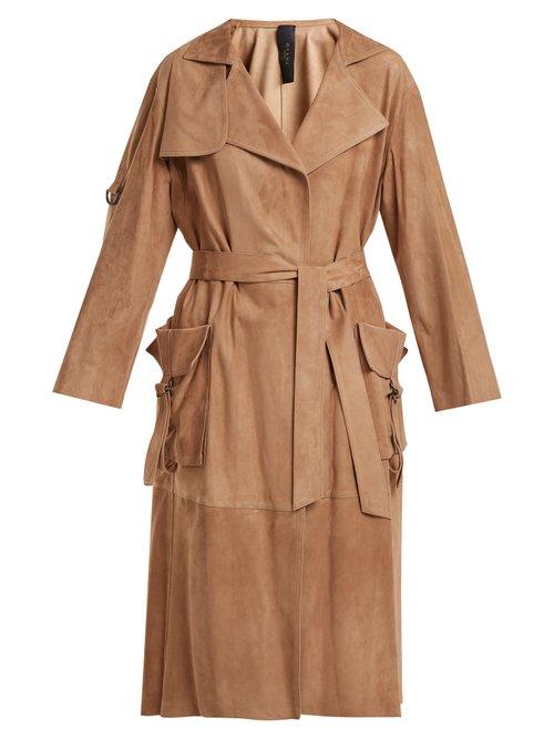 Matchesfashion.com Giani Firenze - Patch Pocket Suede Coat - Womens - Light Brown