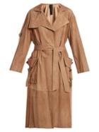 Matchesfashion.com Giani Firenze - Patch Pocket Suede Coat - Womens - Light Brown