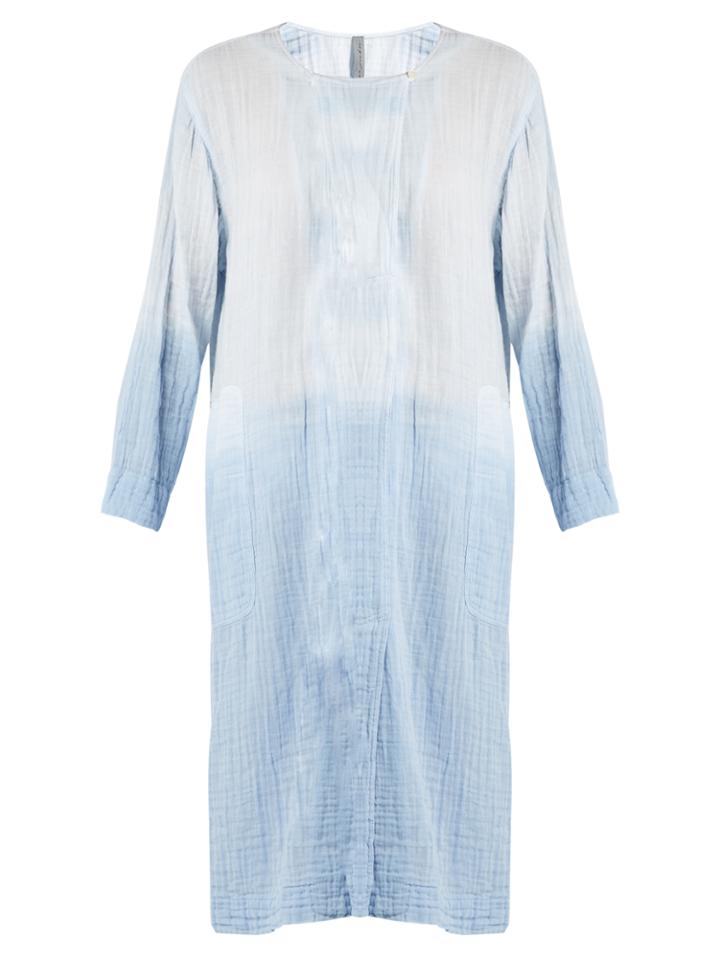 Raquel Allegra Round-neck Long-sleeved Cotton-gauze Dress