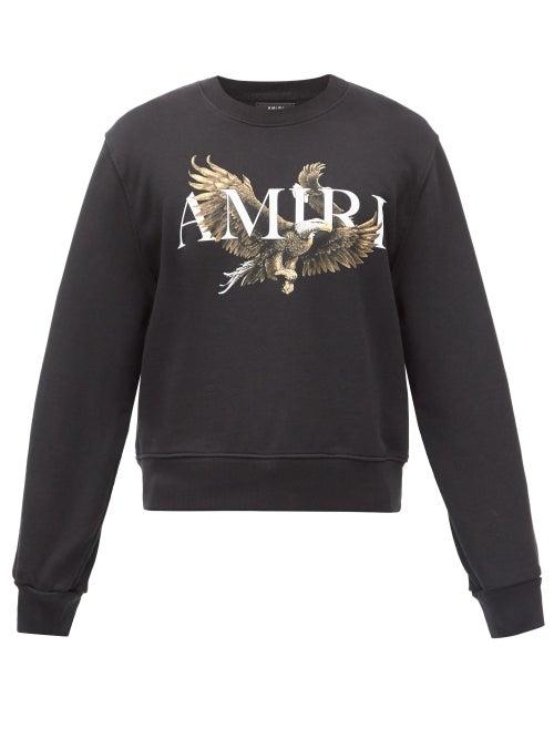 Matchesfashion.com Amiri - Eagle-print Cotton-jersey Sweatshirt - Mens - Black