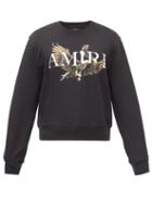 Matchesfashion.com Amiri - Eagle-print Cotton-jersey Sweatshirt - Mens - Black