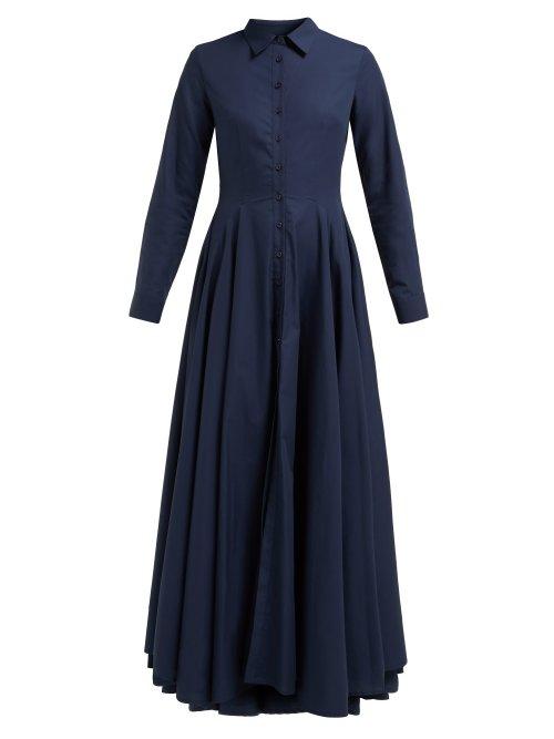 Matchesfashion.com Evi Grintela - Juliette Cotton Maxi Shirtdress - Womens - Navy