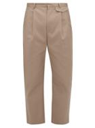 Matchesfashion.com Deveaux - Wyatt Pleated Cropped Technical Gabardine Trousers - Mens - Beige