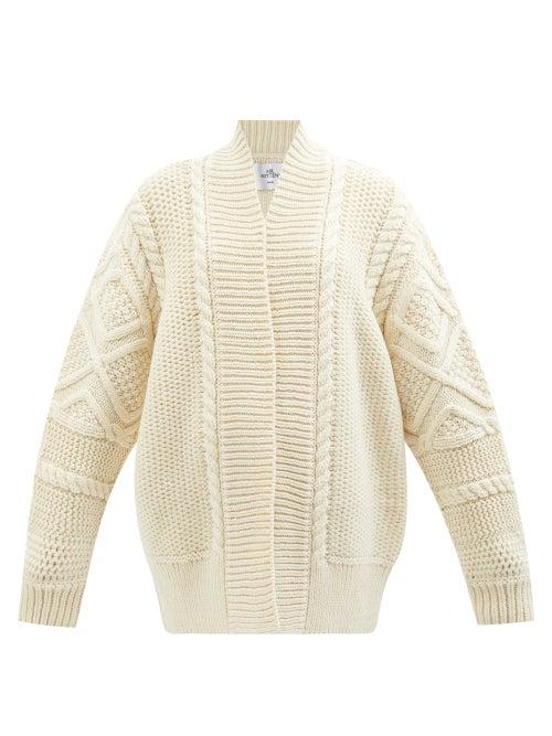 Mr Mittens - Diamond Cable-knit Wool Cardigan - Womens - Cream