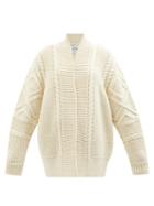 Mr Mittens - Diamond Cable-knit Wool Cardigan - Womens - Cream