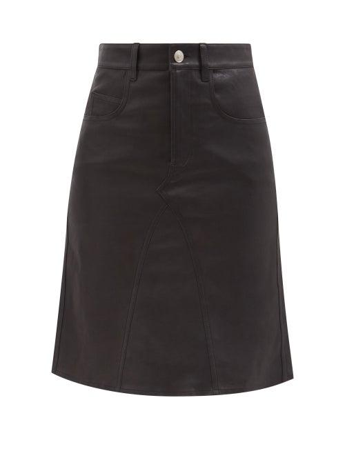 Isabel Marant Toile - Fiali High-waisted Leather Midi Skirt - Womens - Black